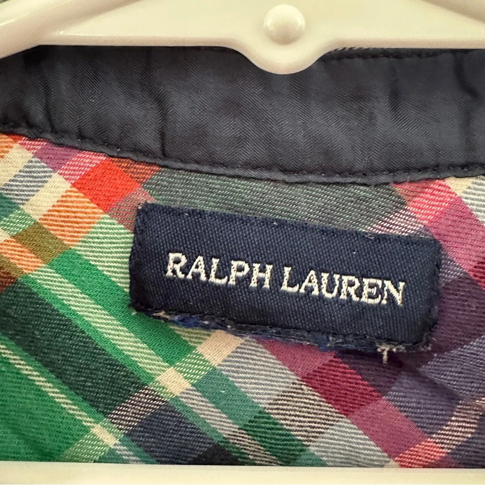 Ralph Lauren Green Navy Red Plaid Cotton Shirt Dress
